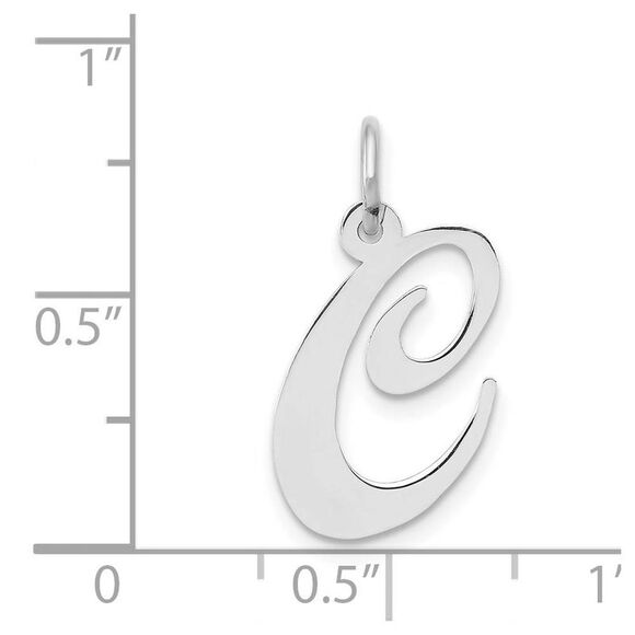 14k White Gold, Ella Collection Medium Fancy Script Initial C Pendant - Picture 3 of 4